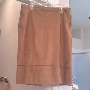Medium Warm Camel-Colored Soft Suede Skirt